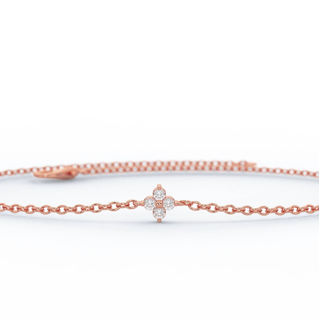Diamond Clover Bracelet / Dainty Clover Bracelet / Graduation Gift / Anniversary Gift / Diamond Gift Idea