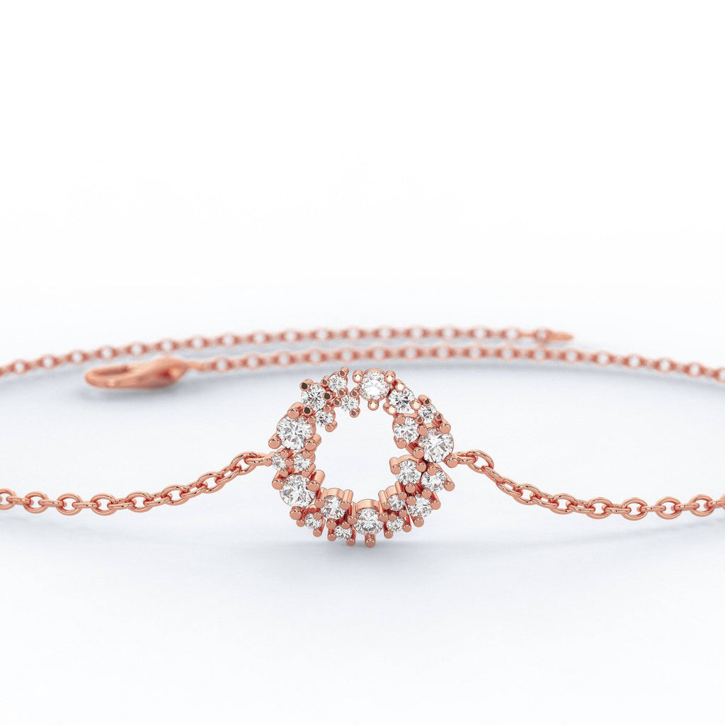 Diamond Cluster Bracelet / 14k Gold and Diamond Cluster Bracelet / Diamond Disc Bracelet / Diamond Circle BraceletGift Idea