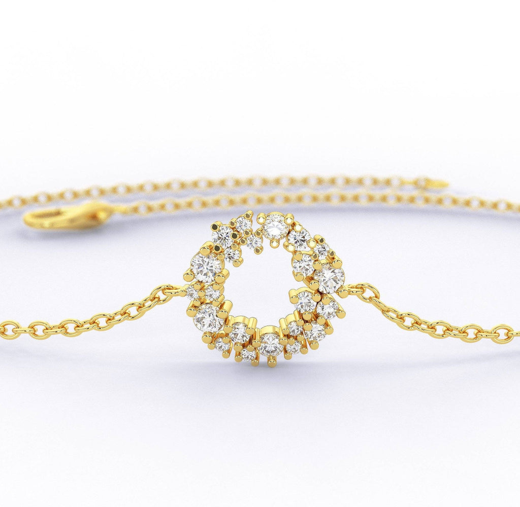 Diamond Cluster Bracelet / 14k Gold and Diamond Cluster Bracelet / Diamond Disc Bracelet / Diamond Circle BraceletGift Idea