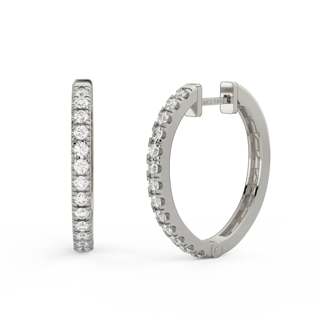 Diamond Hoop Earrings / 14k Gold Diamond Hoop Earrings / Diamond Huggie Earrings/ Gift