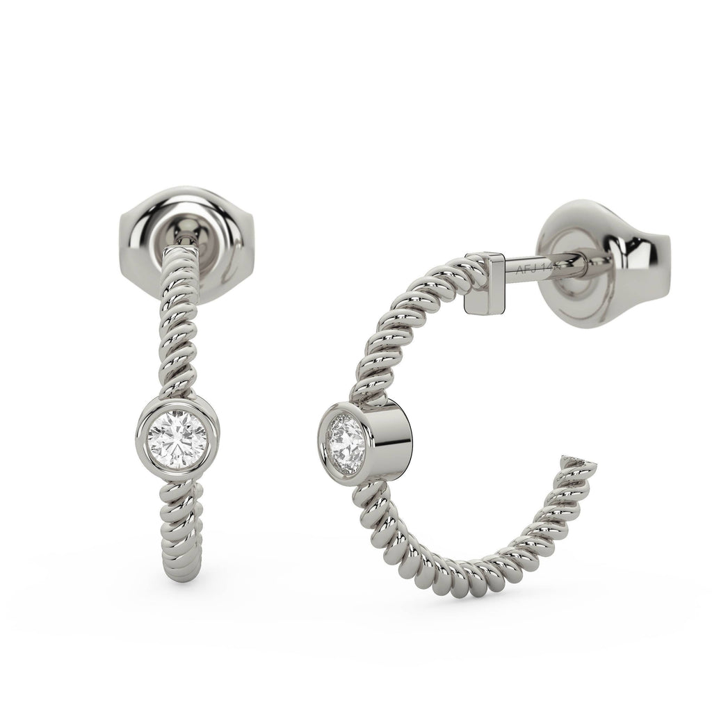 Diamond Hoop Earrings / 14k Gold Diamond Hoops / Diamond Huggie Earrings/ Gift