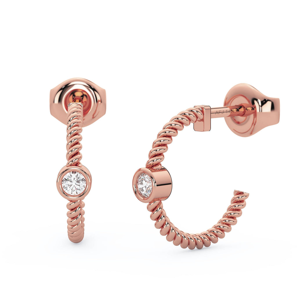 Diamond Hoop Earrings / 14k Gold Diamond Hoops / Diamond Huggie Earrings/ Gift