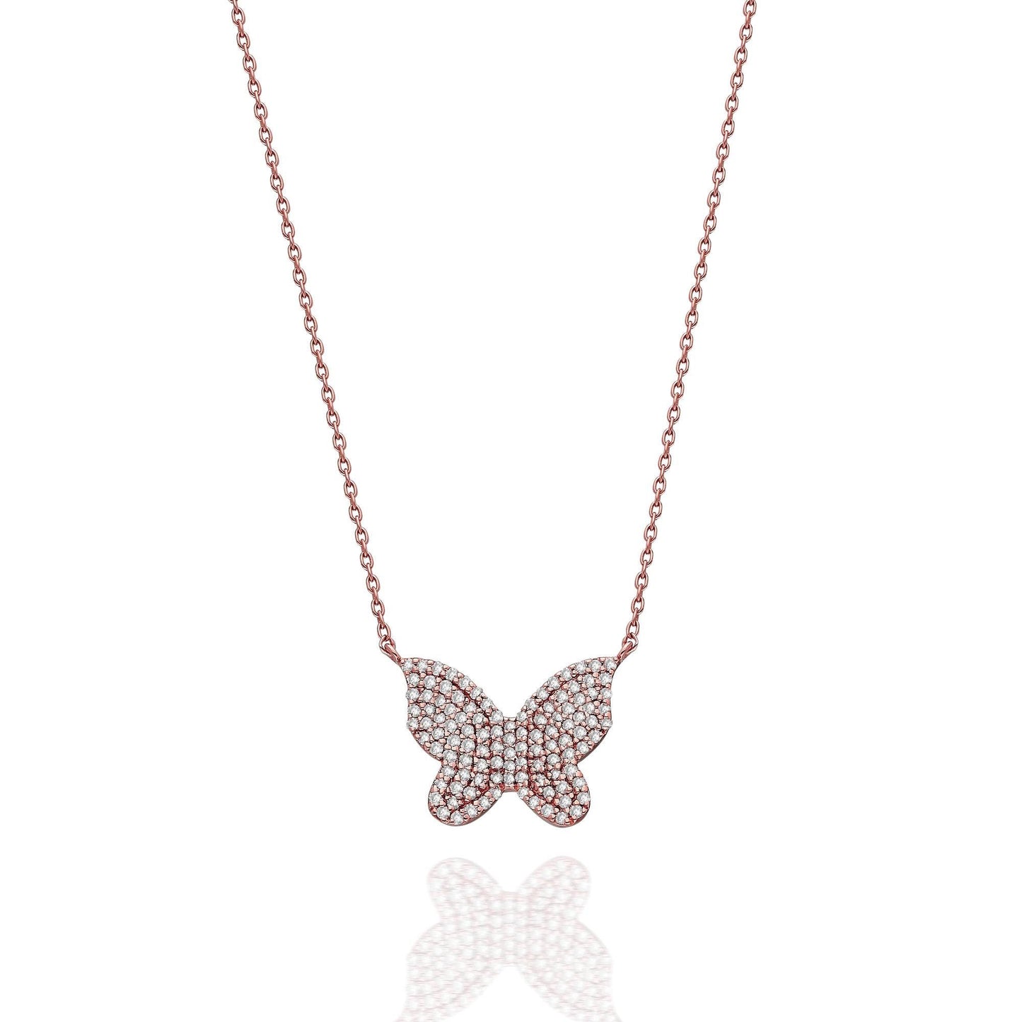Diamond Butterfly Necklace / 14k Diamond Pave Butterfly Necklace / Pave Diamond Charm Necklace / Graduation Gift / Birthday Gift