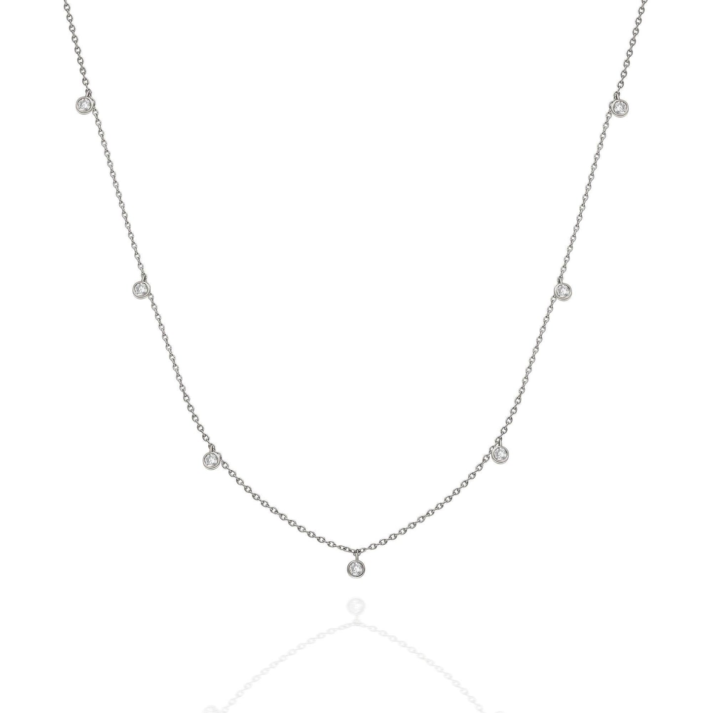 Diamond Station Necklace / 14k Gold Diamond Station Necklace / Dainty Diamond Necklace / Diamond Station Necklace / Layering Necklace
