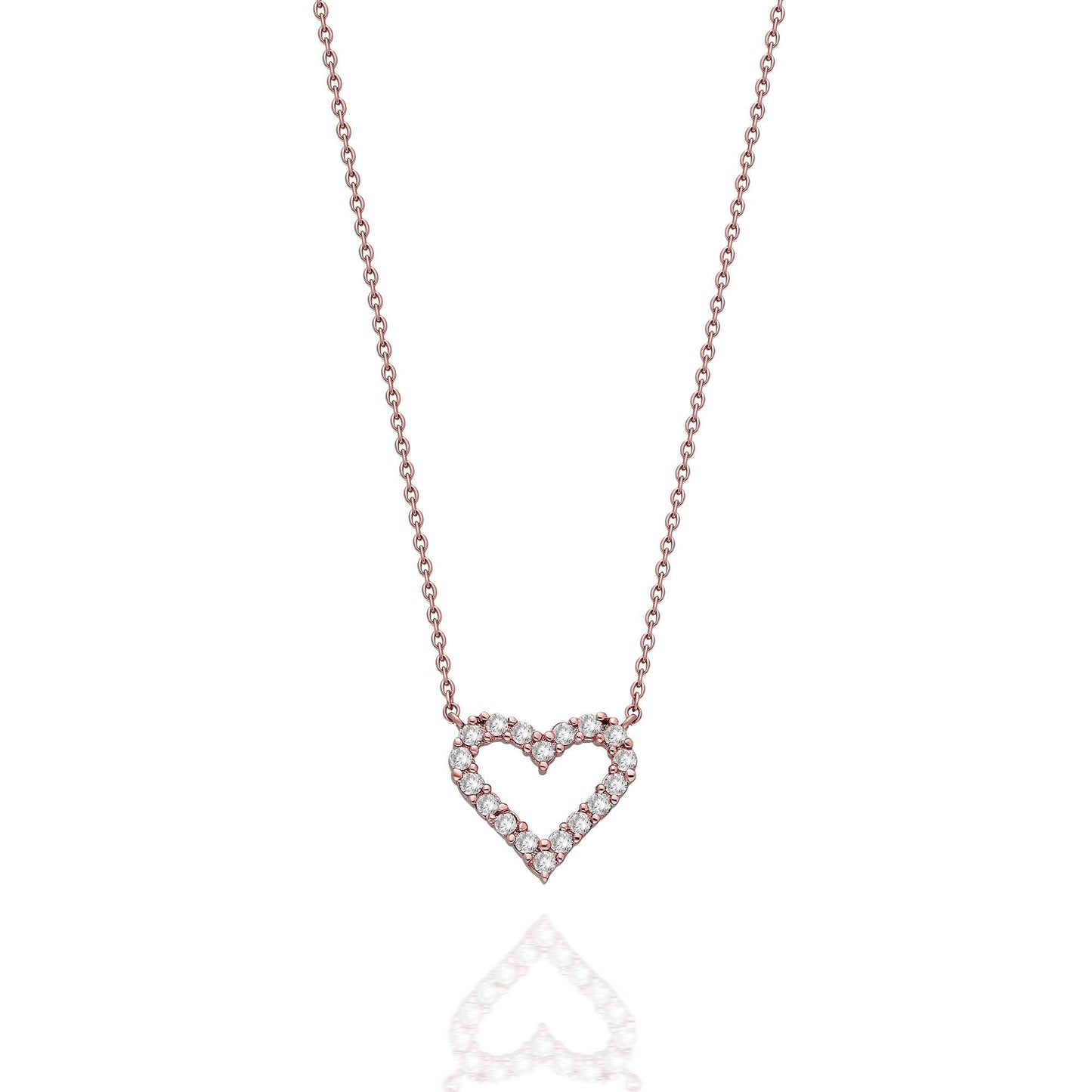 14k Gold and Solitaire Heart Diamond Necklace