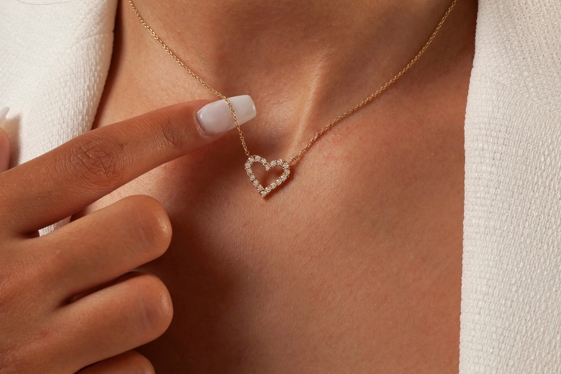 14k Gold and Solitaire Heart Diamond Necklace