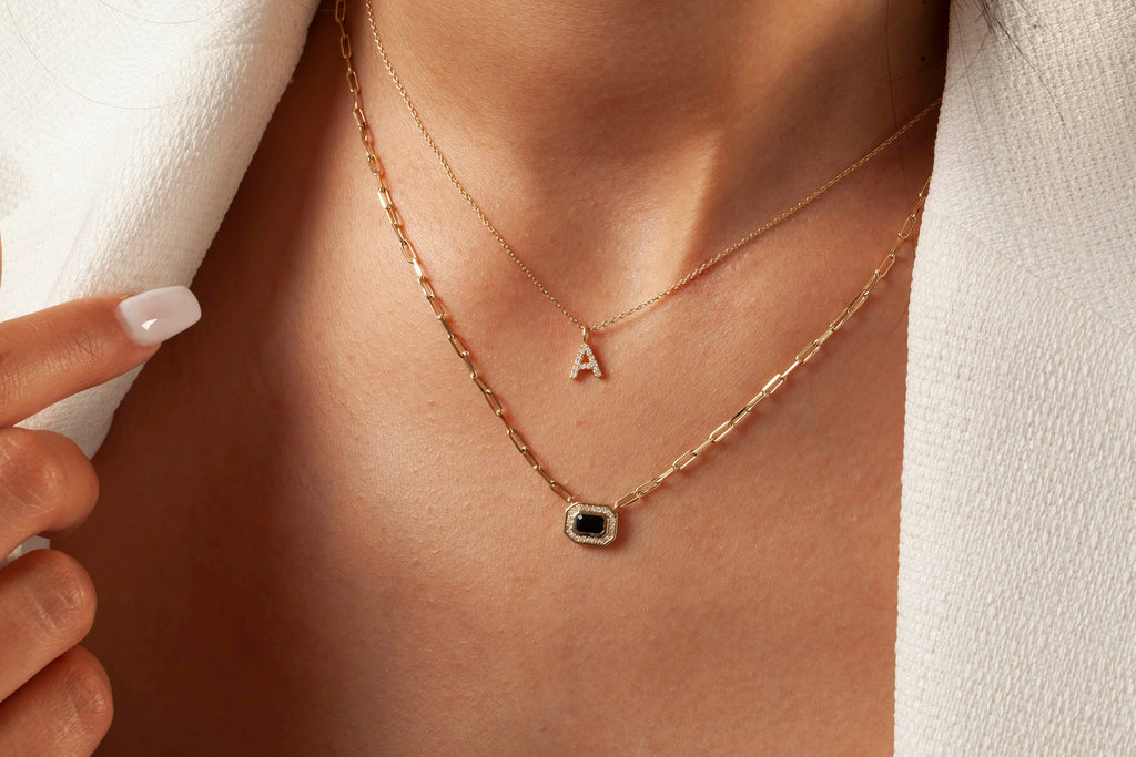 Diamond Initial Necklace / 14k Gold Diamond Initial Necklace / Dainty Necklace / Personalized Necklace / Bridesmaid Gift / Birthday Gift