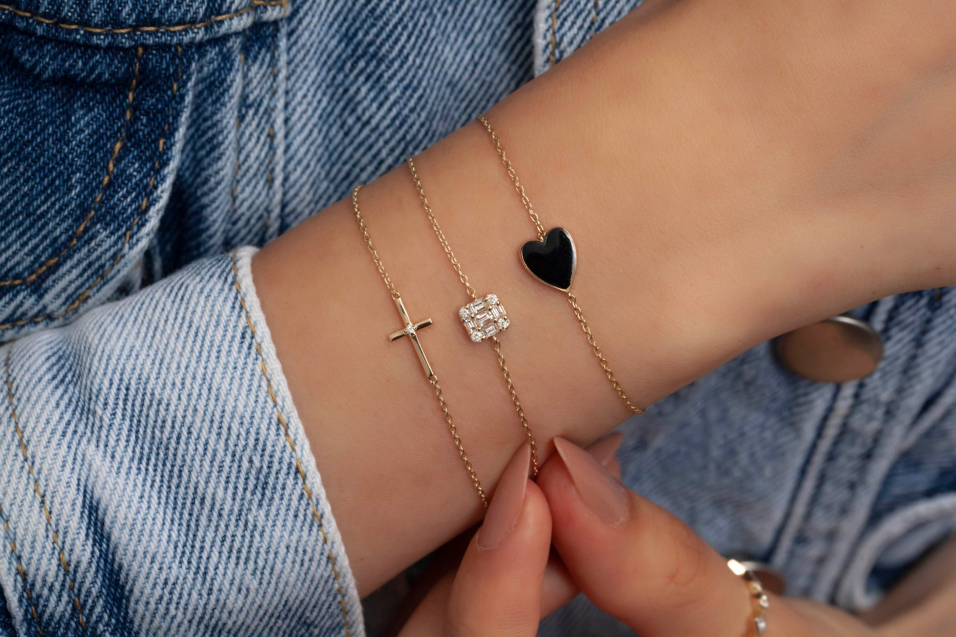 Baguette Diamond Bracelet / 14k Gold Invisible Baguette Setting Bracelet / Diamond Square Bracelet / Graduation Gift / Anniversary Gift /