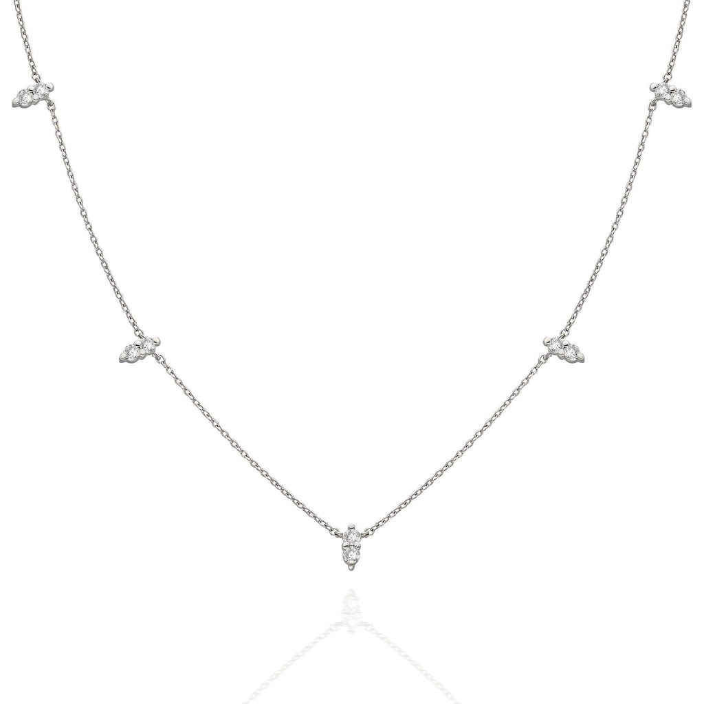 Diamond Spike Station Necklace / 14k Gold Diamond Station Necklace / Dainty Diamond Necklace / Diamond Layering Necklace