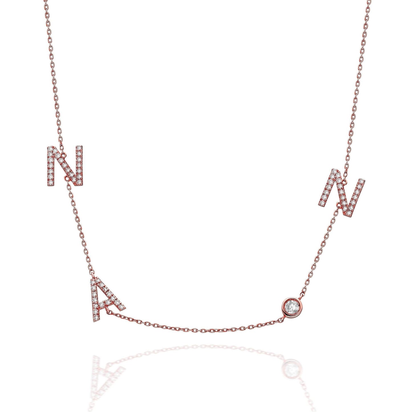 Diamond Initial Necklace / 14k Gold Diamond Single Initial Necklace with Solitaire Bezel Diamond / Birthday Gift / Graduation Gift