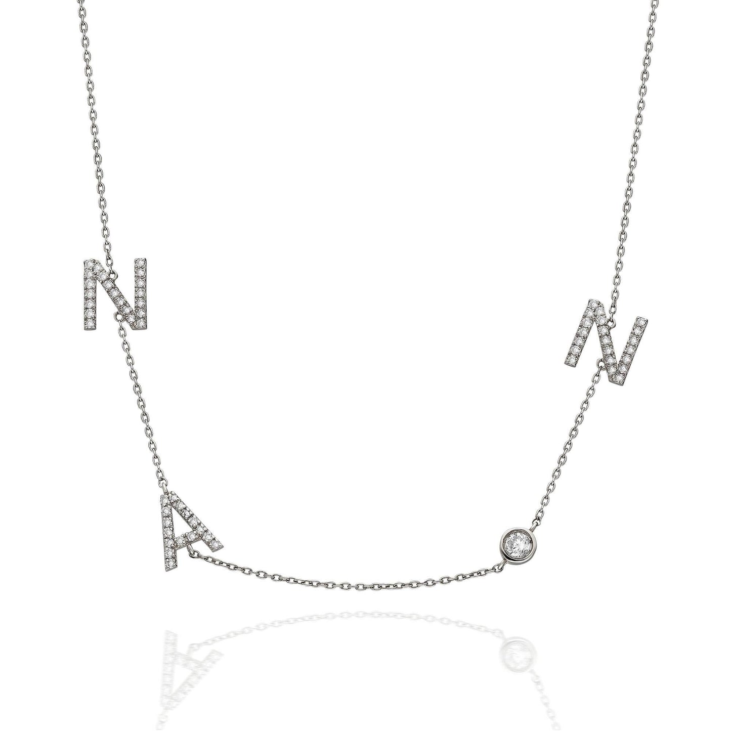 Diamond Initial Necklace / 14k Gold Diamond Single Initial Necklace with Solitaire Bezel Diamond / Birthday Gift / Graduation Gift