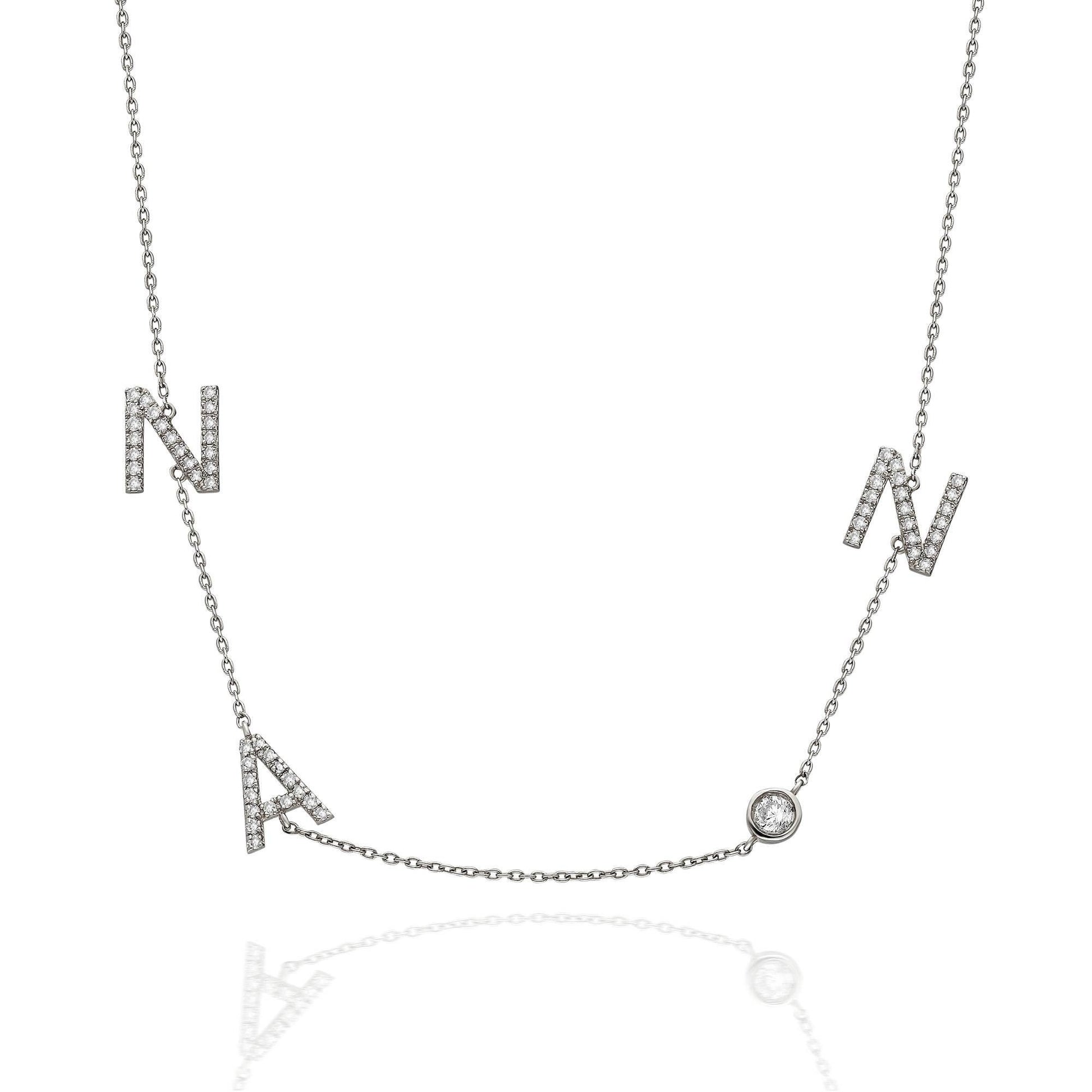 Diamond Initial Necklace / 14k Gold Diamond Single Initial Necklace with Solitaire Bezel Diamond / Birthday Gift / Graduation Gift