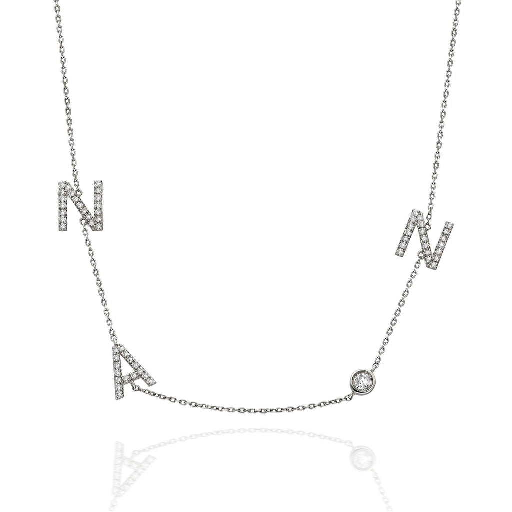 Diamond Initial Necklace / 14k Gold Diamond Single Initial Necklace with Solitaire Bezel Diamond / Birthday Gift / Graduation Gift