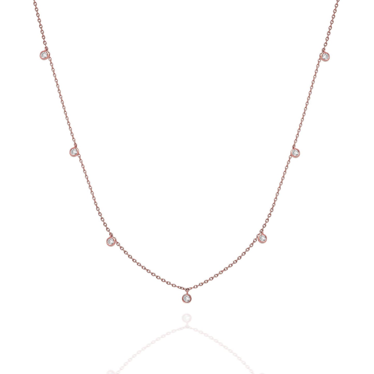 Diamond Station Necklace / 14k Gold Diamond Station Necklace / Dainty Diamond Necklace / Diamond Station Necklace / Layering Necklace