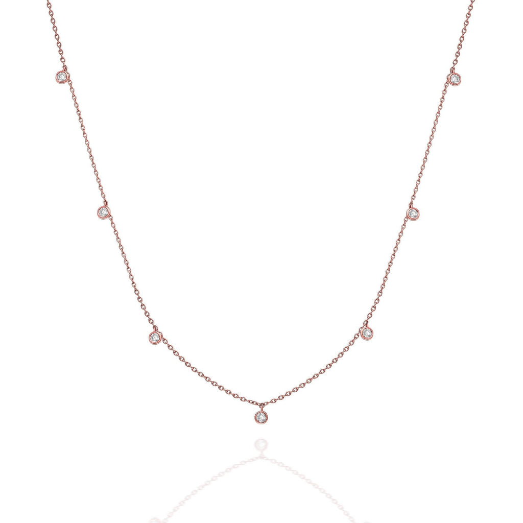Diamond Station Necklace / 14k Gold Diamond Station Necklace / Dainty Diamond Necklace / Diamond Station Necklace / Layering Necklace