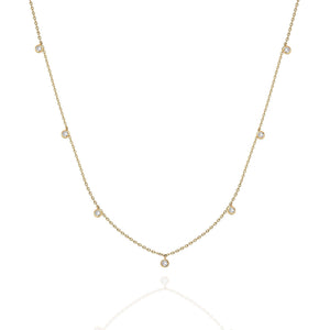 Diamond Station Necklace / 14k Gold Diamond Station Necklace / Dainty Diamond Necklace / Diamond Station Necklace / Layering Necklace