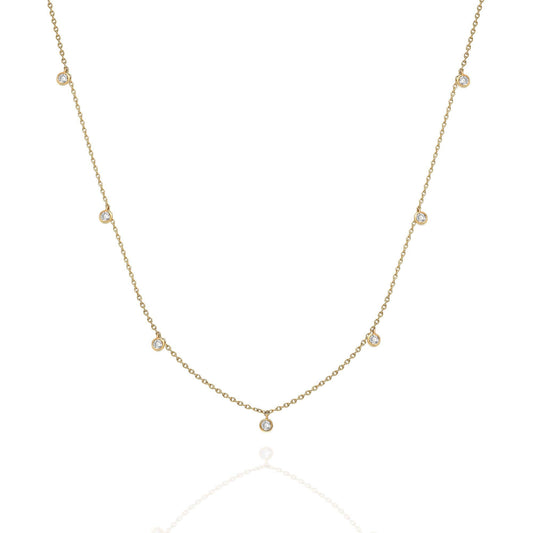 Diamond Station Necklace / 14k Gold Diamond Station Necklace / Dainty Diamond Necklace / Diamond Station Necklace / Layering Necklace