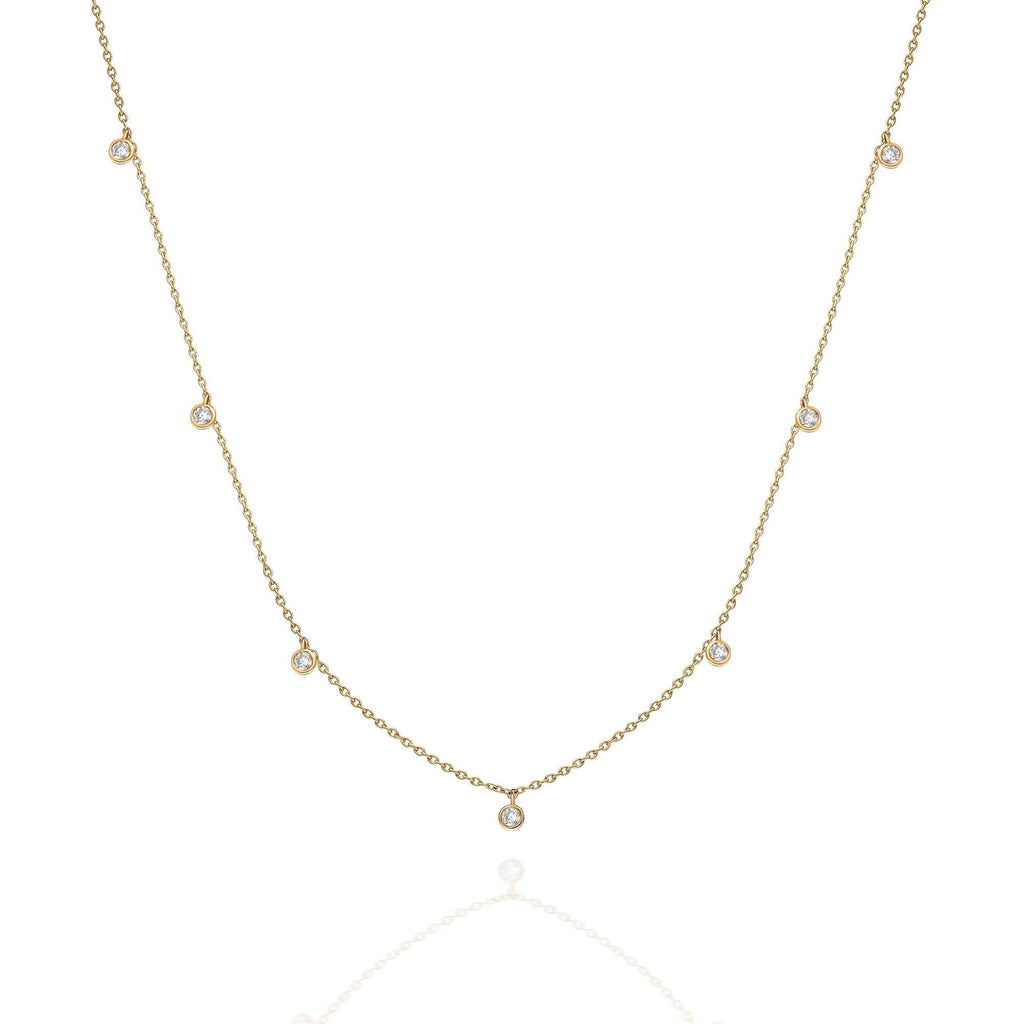 Diamond Station Necklace / 14k Gold Diamond Station Necklace / Dainty Diamond Necklace / Diamond Station Necklace / Layering Necklace