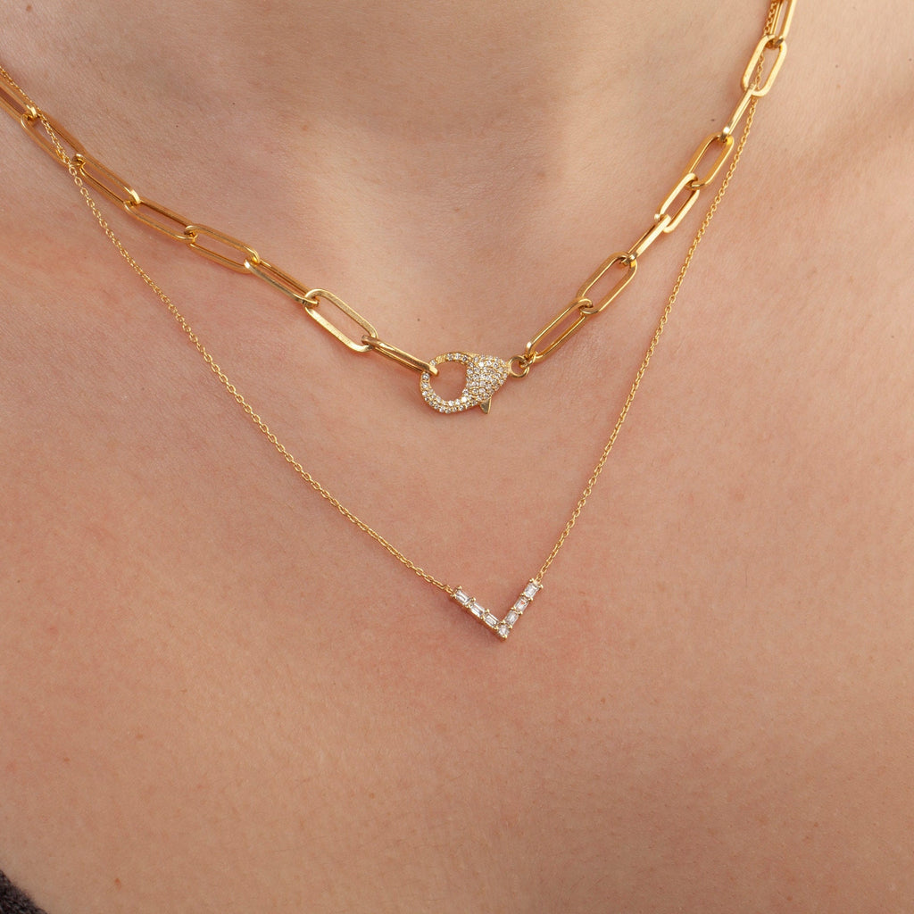 Baguette Diamond Chevron Necklace