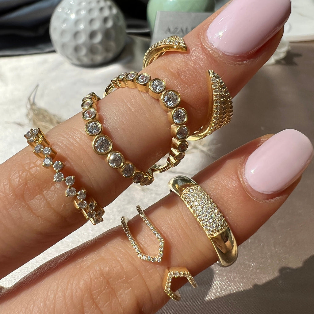 Pave Set Halfway Diamond Wedding Ring