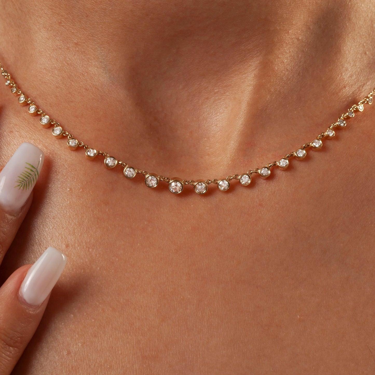 Graduated Diamond By the Yard Station Necklace