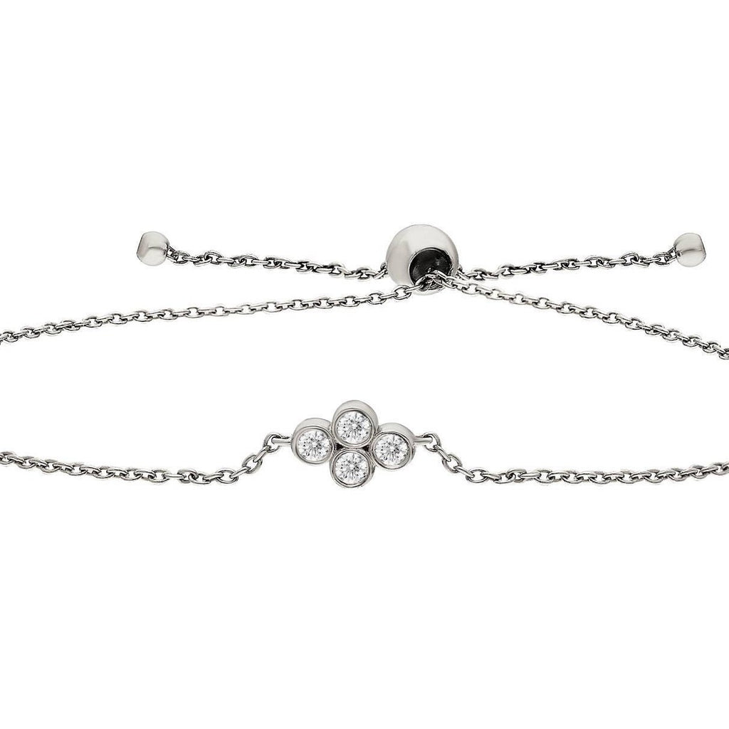 Diamond Bolo Bracelet / 14k Diamond Bezel Set Bolo Bracelet / Adjustable Diamond Bracelet / Birthday Gift / Anniversary Gift