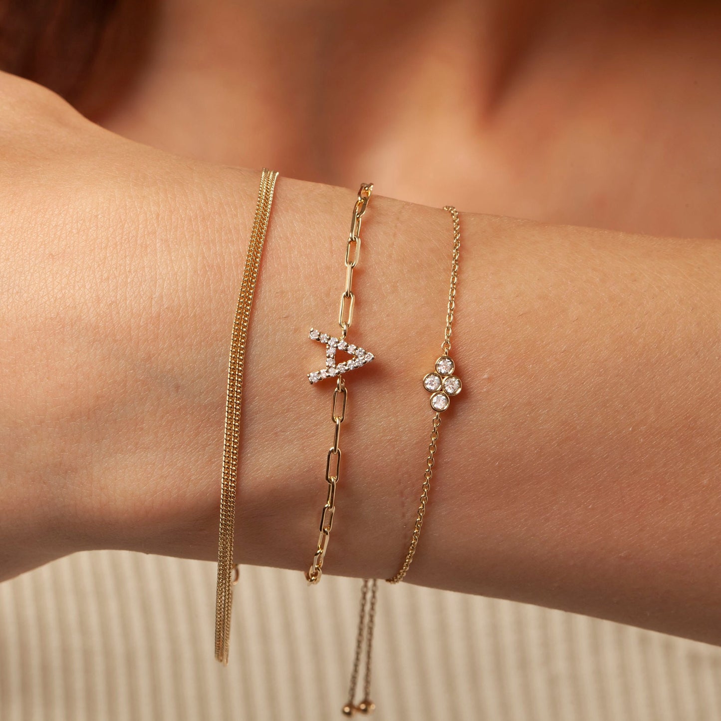 Diamond Bolo Bracelet / 14k Diamond Bezel Set Bolo Bracelet / Adjustable Diamond Bracelet / Birthday Gift / Anniversary Gift