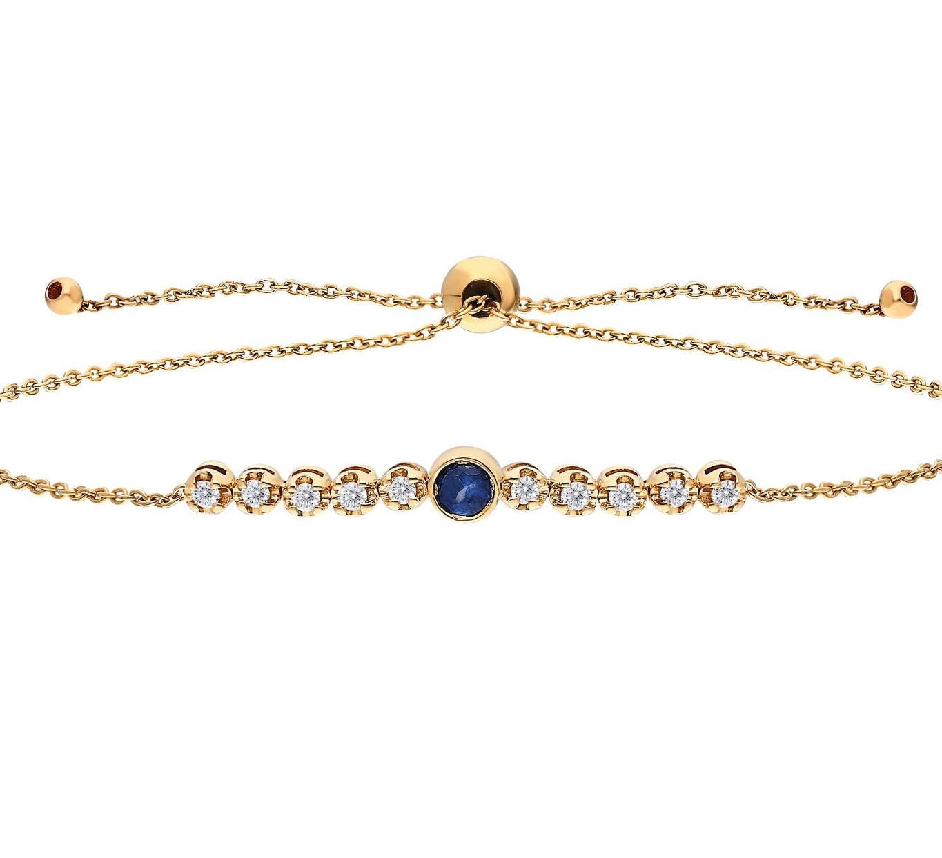 Diamond and Sapphire Bolo Bracelet / Diamond Tennis Bracelet / Dainty Diamond Bracelet / Diamond Adjustable Bracelet