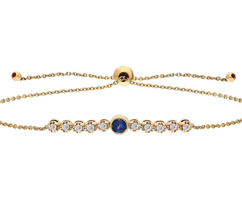 Diamond and Sapphire Bolo Bracelet / Diamond Tennis Bracelet / Dainty Diamond Bracelet / Diamond Adjustable Bracelet