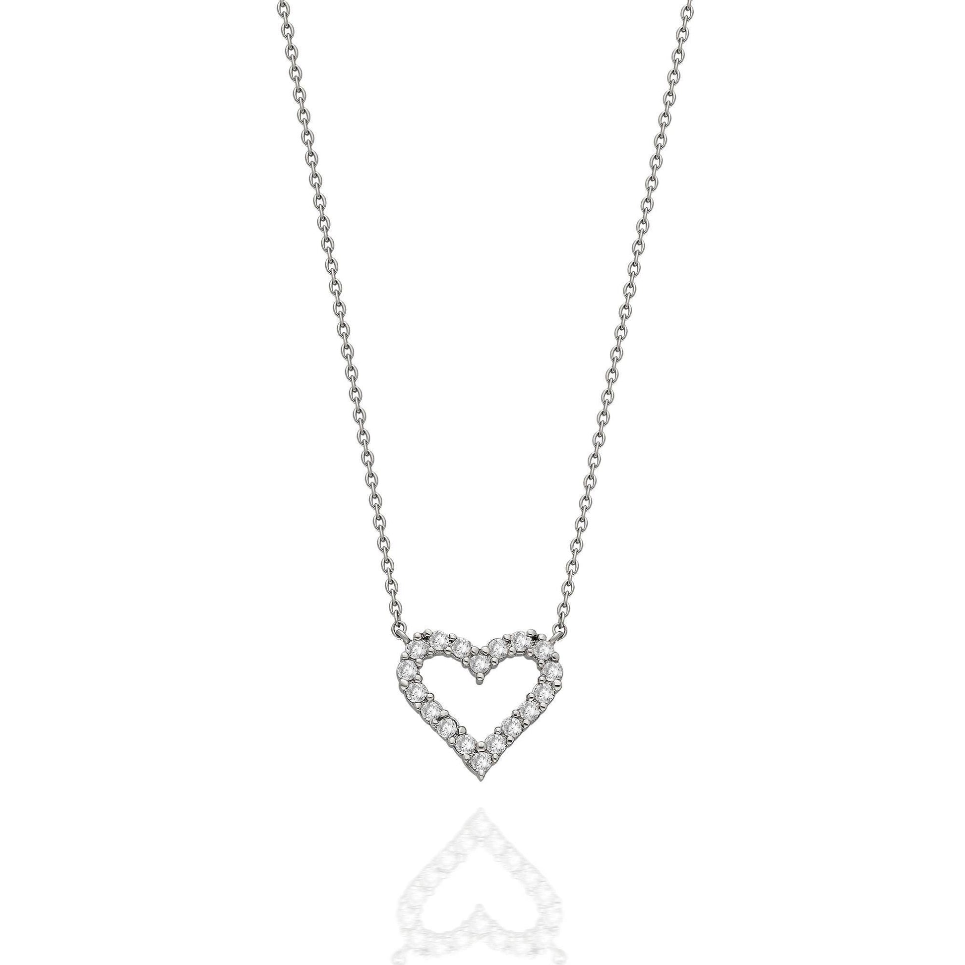 14k Gold and Solitaire Heart Diamond Necklace