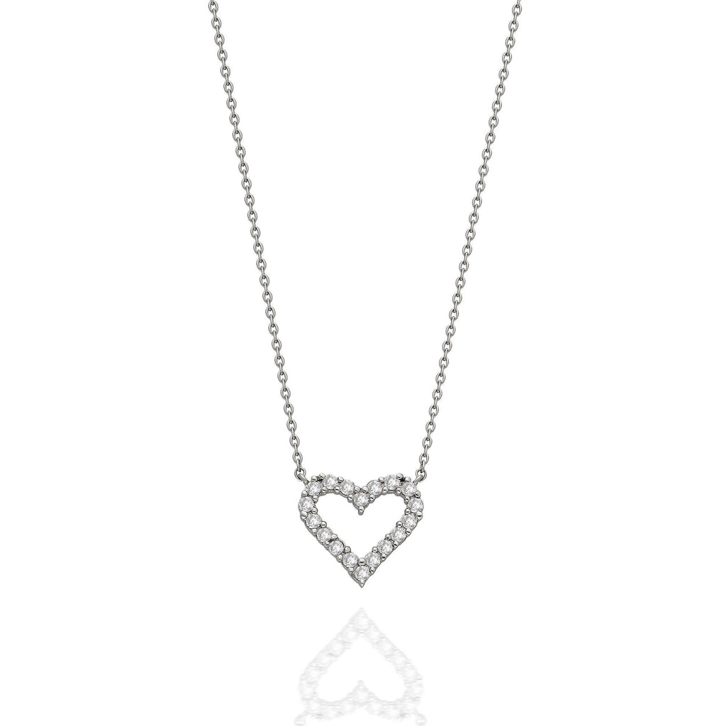 14k Gold and Solitaire Heart Diamond Necklace