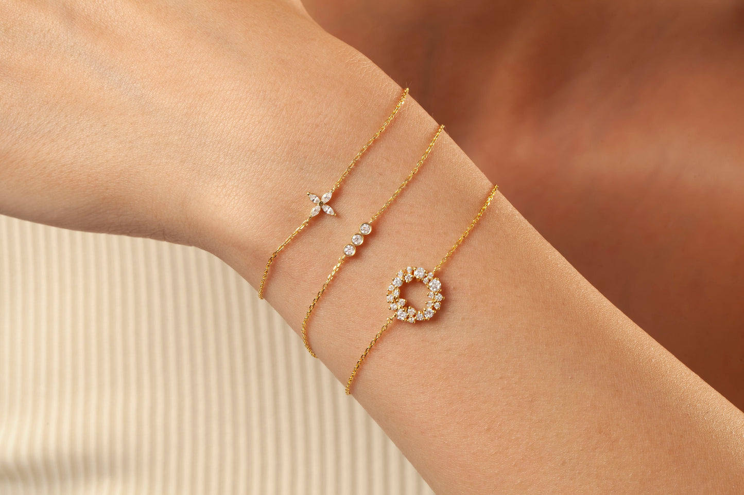 Diamond Bar Bracelet / Bezel Set Tria Bracelet / Dainty Diamond Bracelet / Holiday Gift