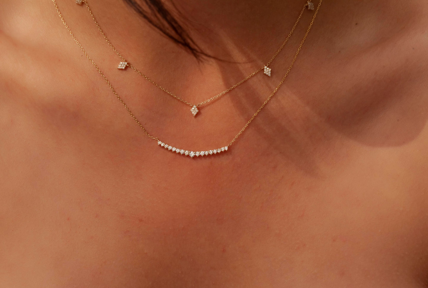Diamond Station Necklace Clover