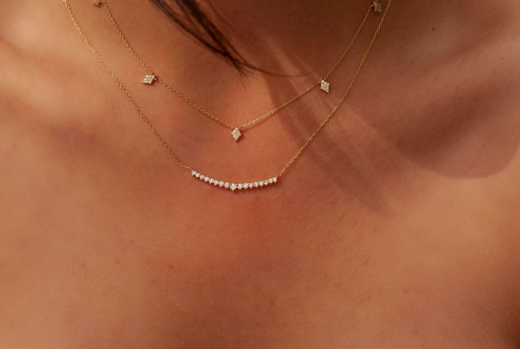 Diamond Station Necklace Clover