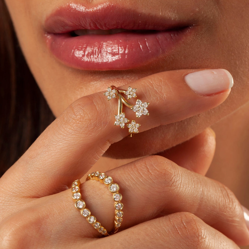 14k Gold Diamond Stacking Ring: Bezel Set Wedding Band