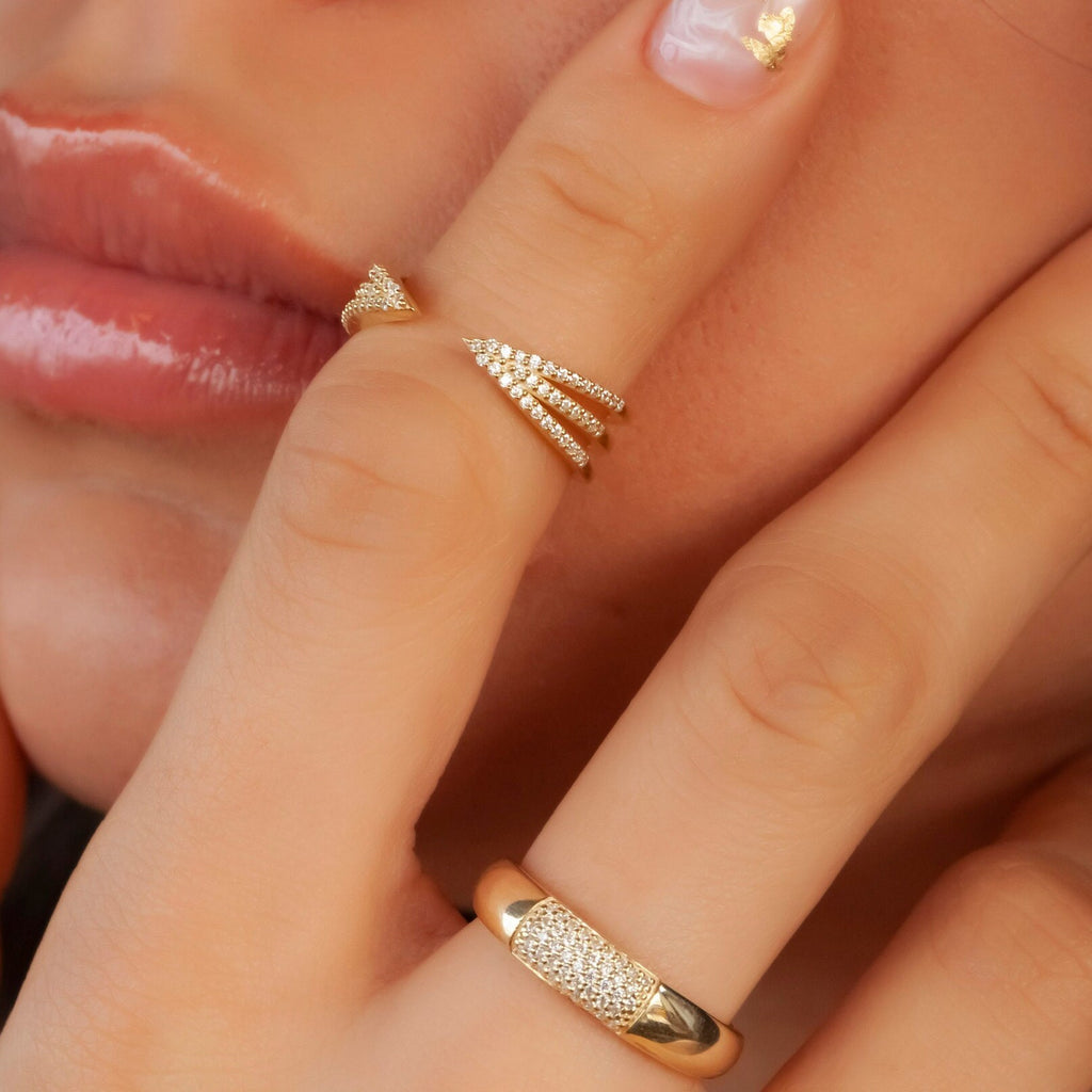 Pave Set Halfway Diamond Wedding Ring