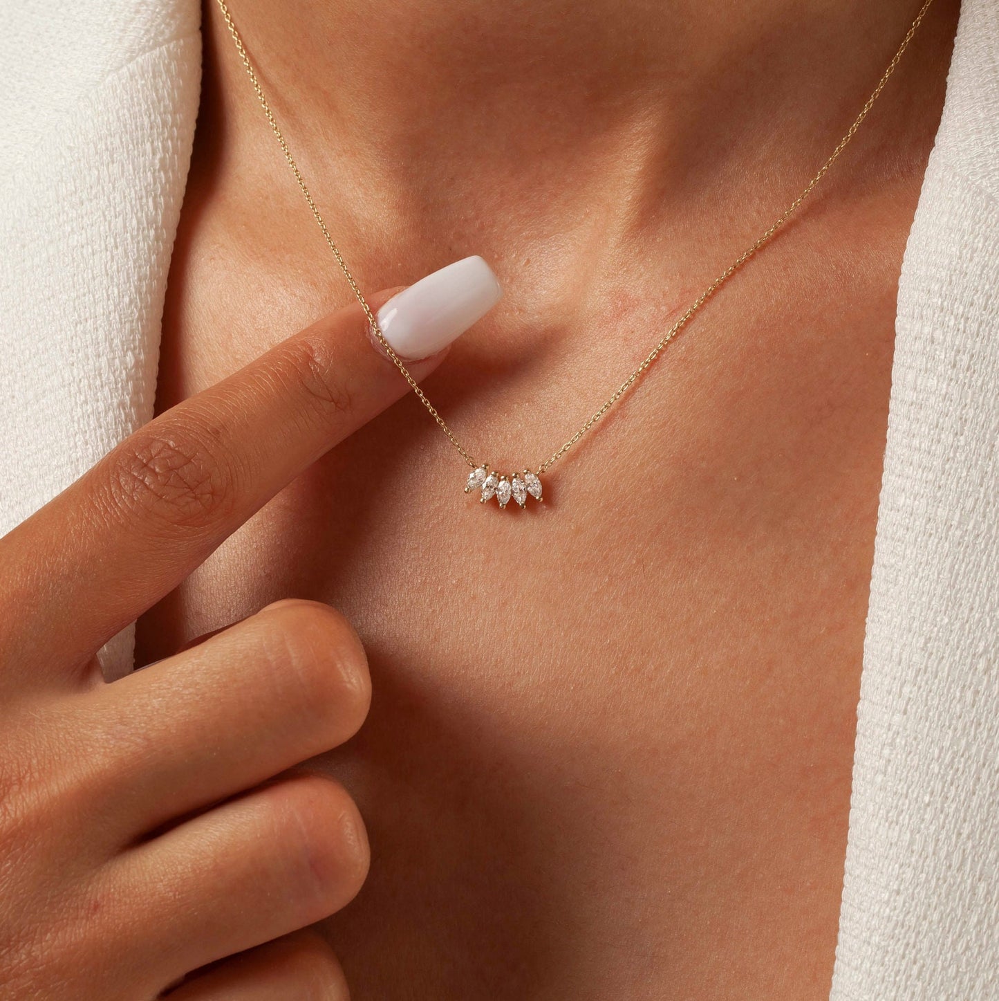 Marquise Diamond Necklace / 14k Gold and Marquise Diamond Necklace / Dainty Diamond Necklace /Diamond Gift