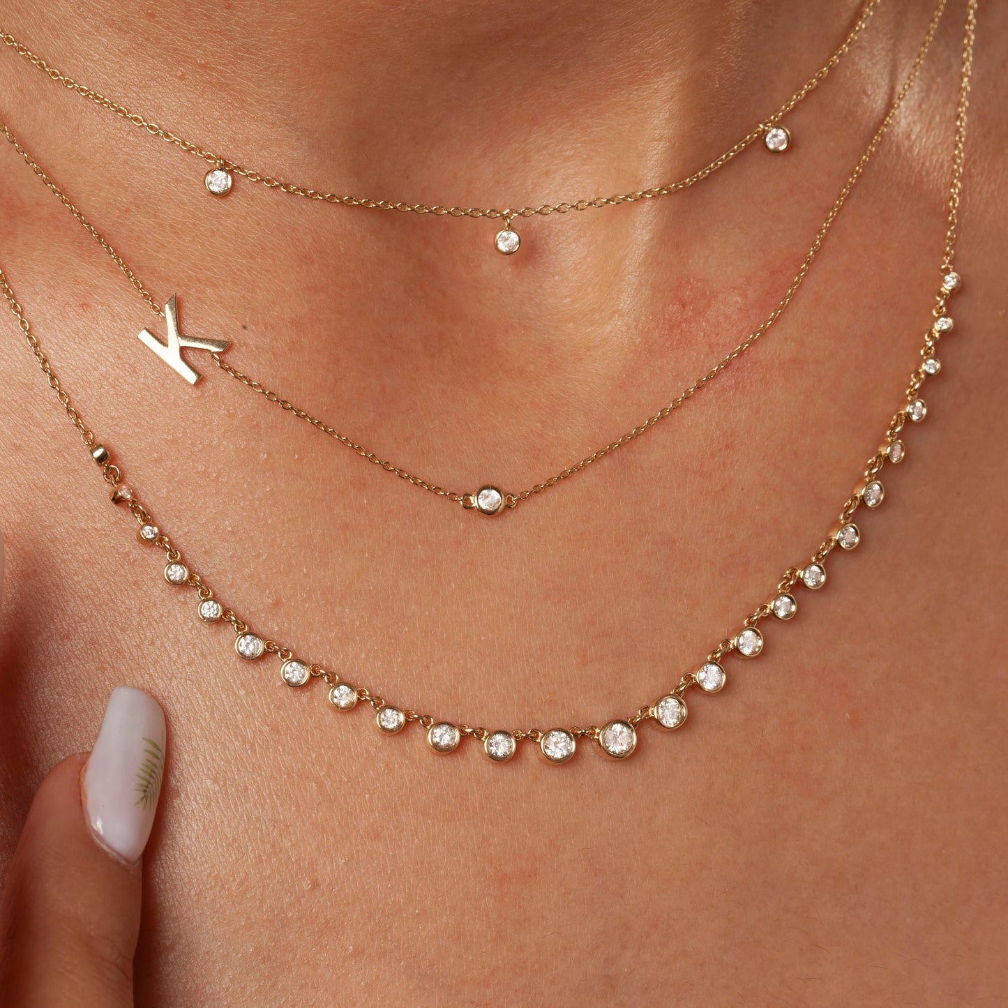 Graduated Diamond By the Yard Station Necklace