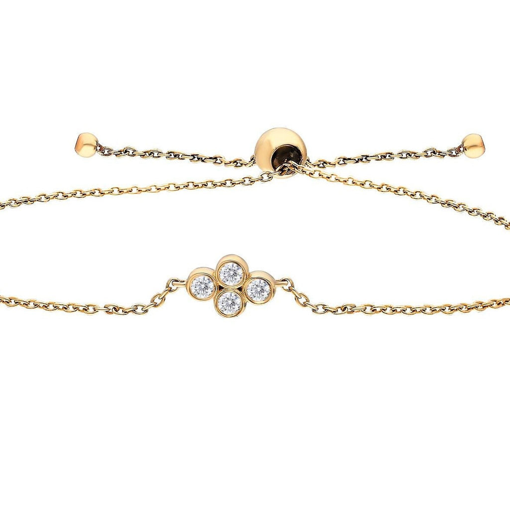 Diamond Bolo Bracelet / 14k Diamond Bezel Set Bolo Bracelet / Adjustable Diamond Bracelet / Birthday Gift / Anniversary Gift