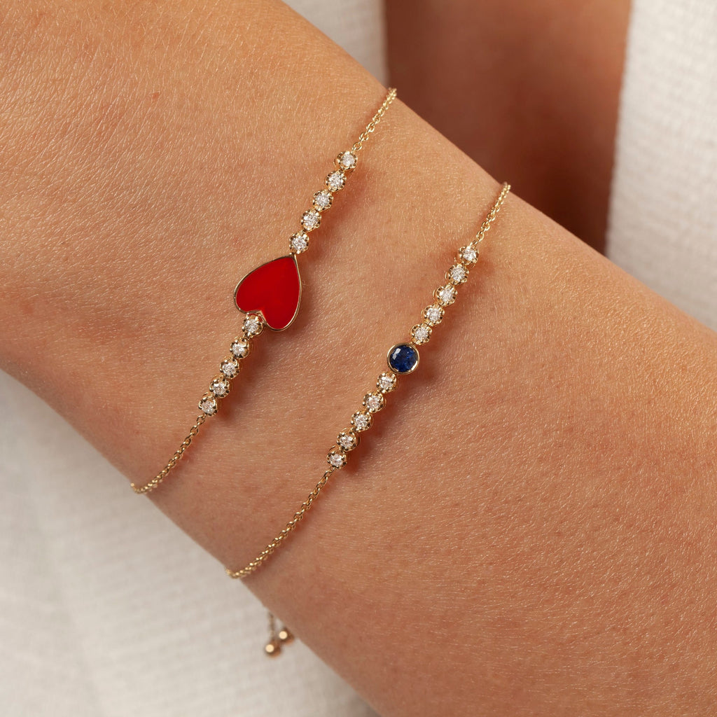 Diamond and Sapphire Bolo Bracelet / Diamond Tennis Bracelet / Dainty Diamond Bracelet / Diamond Adjustable Bracelet