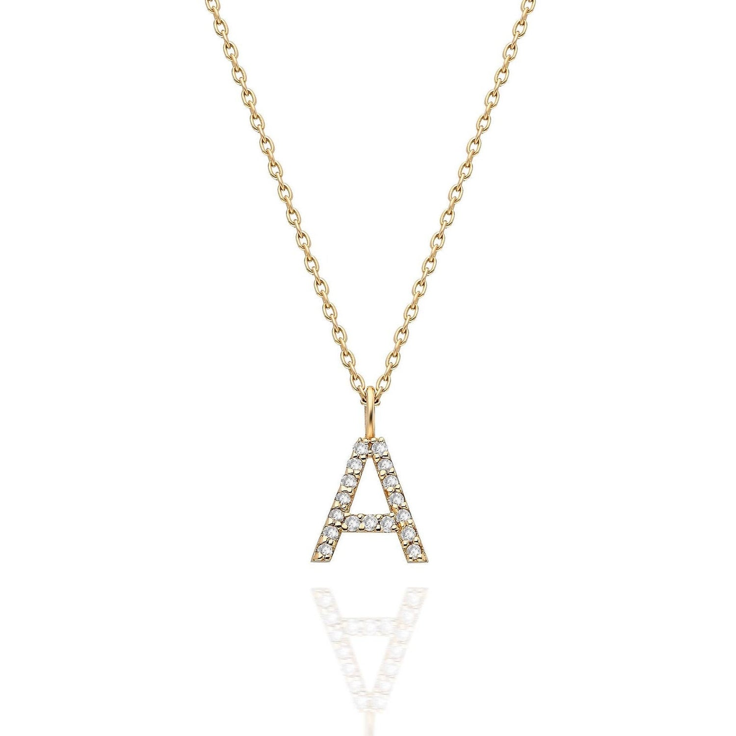 Diamond Initial Necklace / 14k Gold Diamond Initial Necklace / Dainty Necklace / Personalized Necklace / Bridesmaid Gift / Birthday Gift
