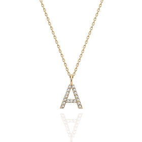 Diamond Initial Necklace / 14k Gold Diamond Initial Necklace / Dainty Necklace / Personalized Necklace / Bridesmaid Gift / Birthday Gift