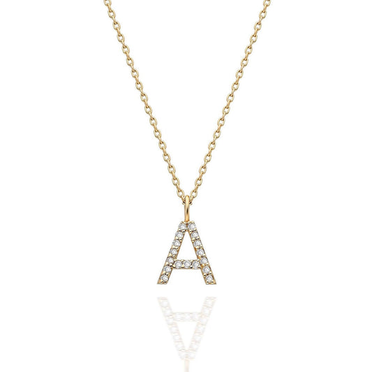 Diamond Initial Necklace / 14k Gold Diamond Initial Necklace / Dainty Necklace / Personalized Necklace / Bridesmaid Gift / Birthday Gift