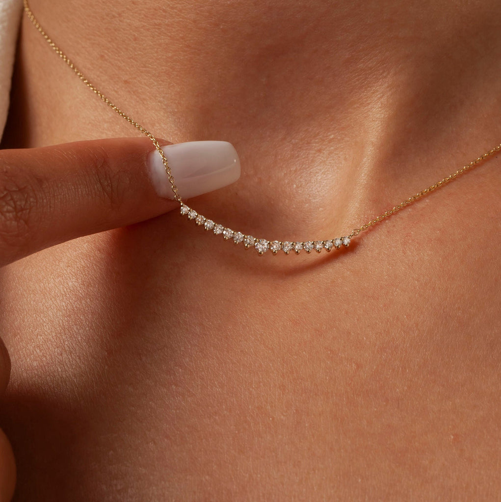 Diamond Curved Bar Necklace