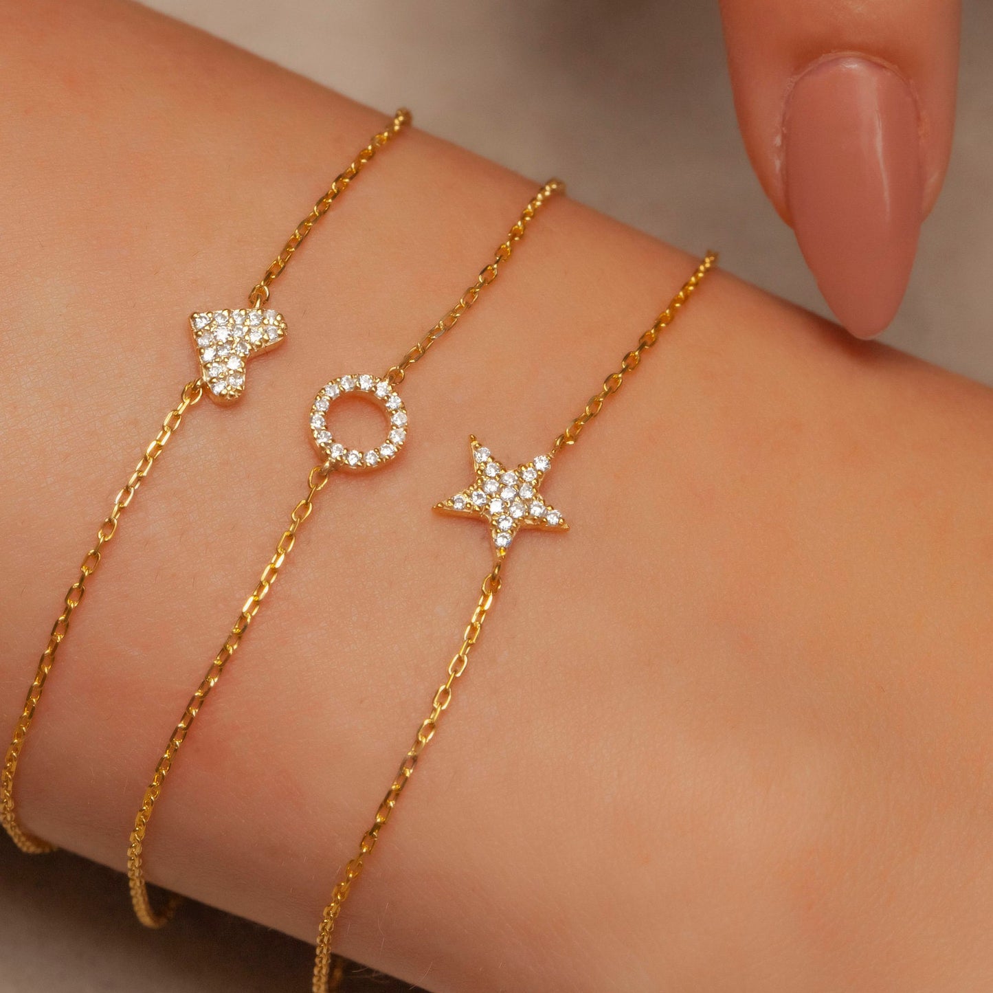Diamond Star Bracelet / 14k Gold and Diamond Star Bracelet / Dainty StarBracelet / Diamond Birthday Gift / Holiday Gift