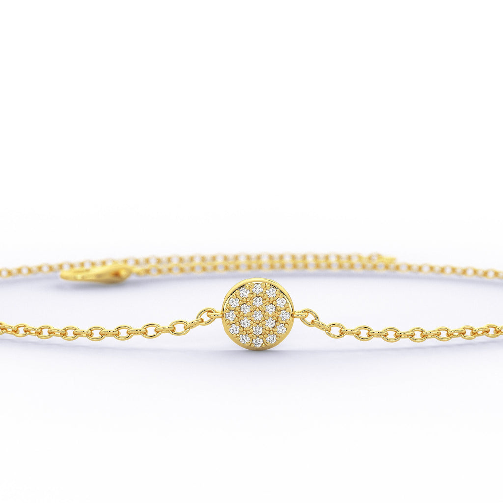 Diamond Disc Bracelet / 14k Gold Pave Diamond Disc Bracelet / Diamond Disc Bracelet / Graduation Gift / Anniversary Gift / Diamond Gift Idea