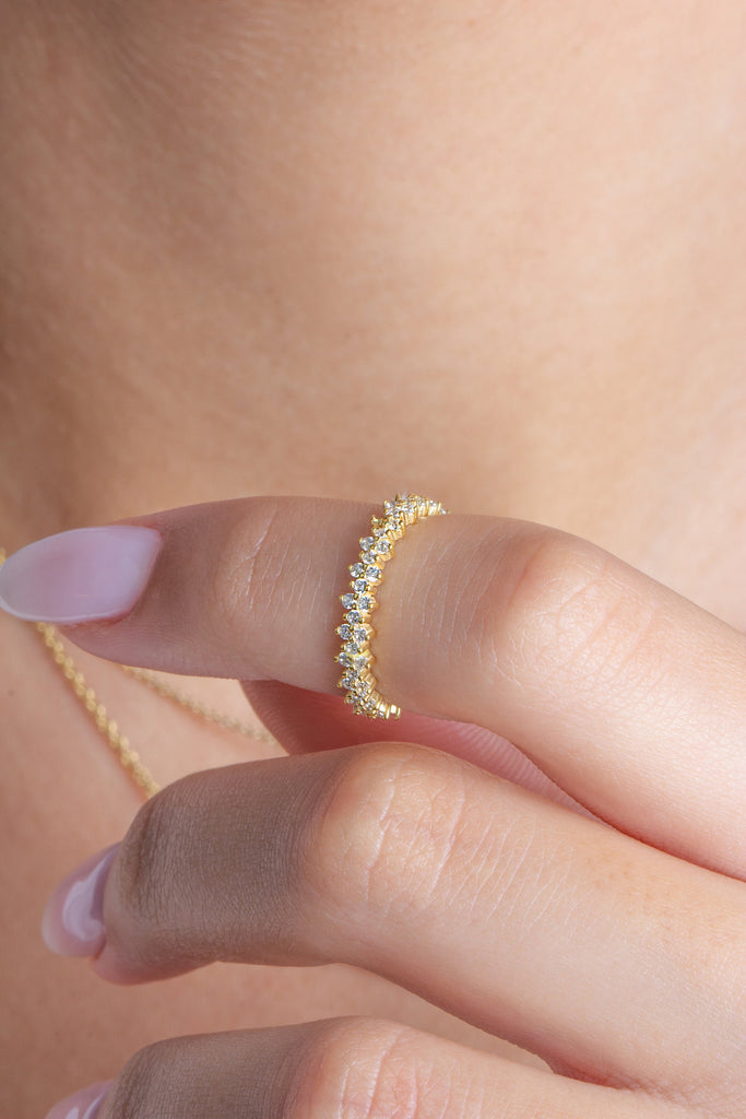 Diamond Eternity Wedding Band / 14k Gold Round Diamond Engagement Ring / Diamond Eternity Stacking Ring / Diamond Stacking Ring