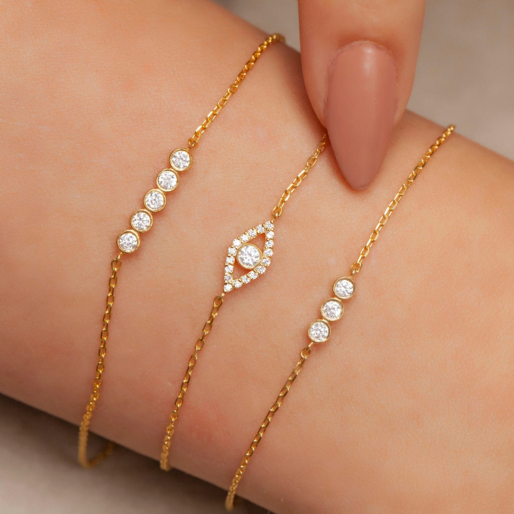 Evil Eye Bracelet / 14k Open Evil Eye Protection Bracelet / Protection Jewelry / Graduation Gift / Birthday Gift