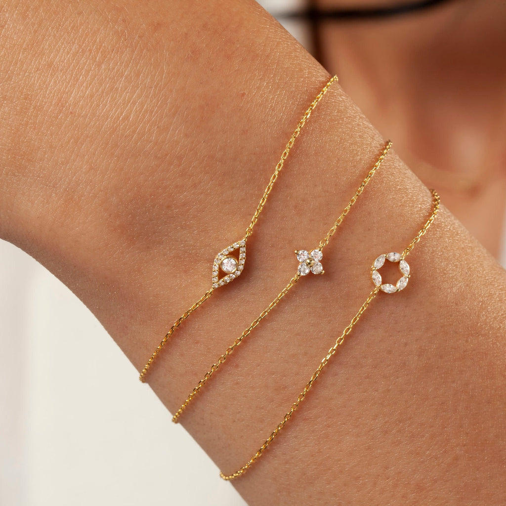 Evil Eye Bracelet / 14k Open Evil Eye Protection Bracelet / Protection Jewelry / Graduation Gift / Birthday Gift