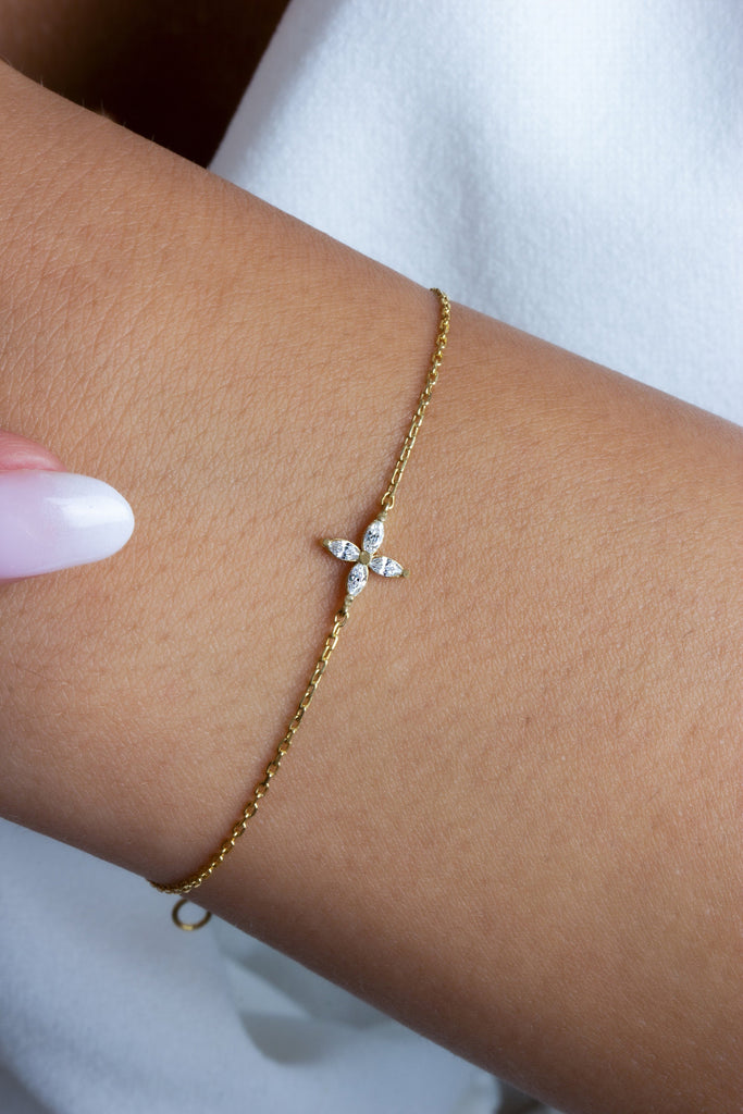 Marquise Diamond Flower Bracelet
